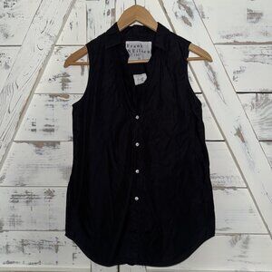 Frank & Eileen Black Sleeveless Cotton Button-Up Shirt Size XXS